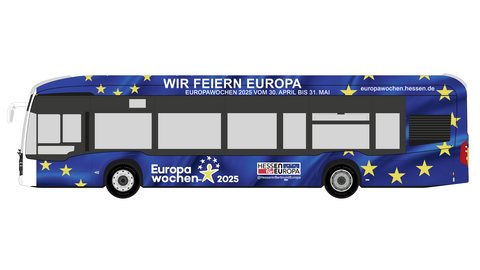 Grafik eines Busses mit Design der Europawochen